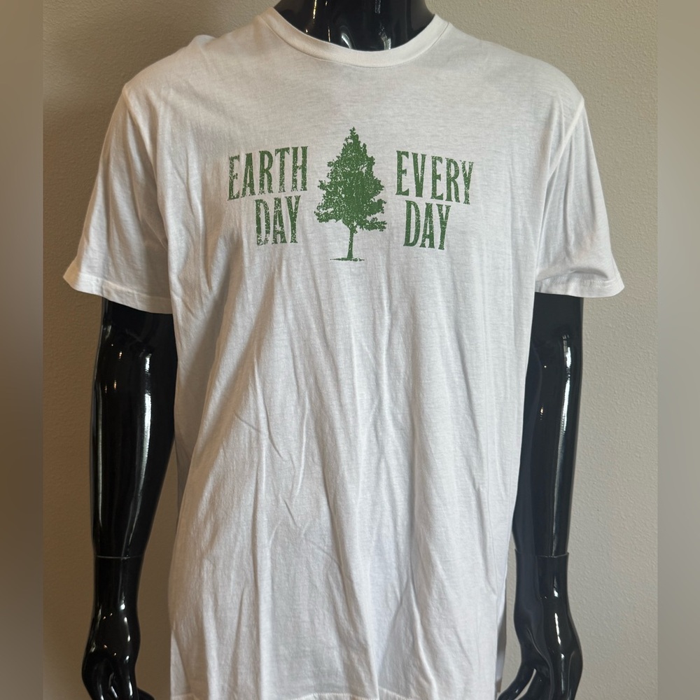 Hybrid Apparel White and Green Earth Day Tee